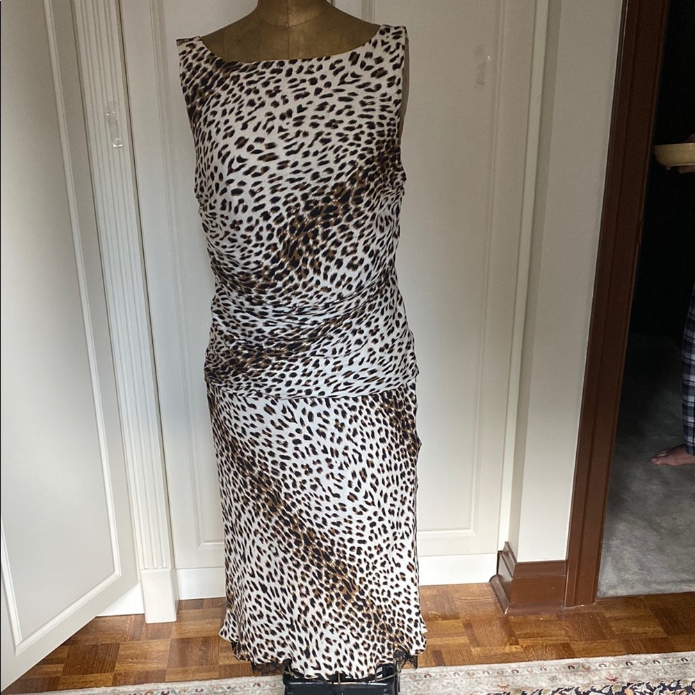 Tadashi Shoji Silk Leopard Print Dress.